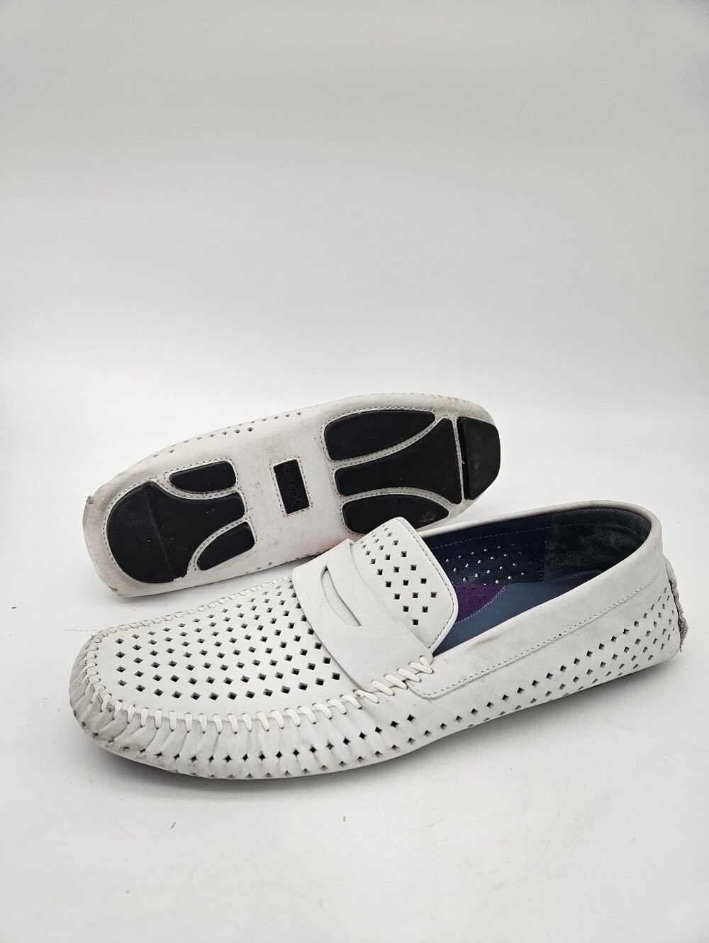 ROBERT ZUR Flyer Perforated Driving Shoes White Men Sz 11.5